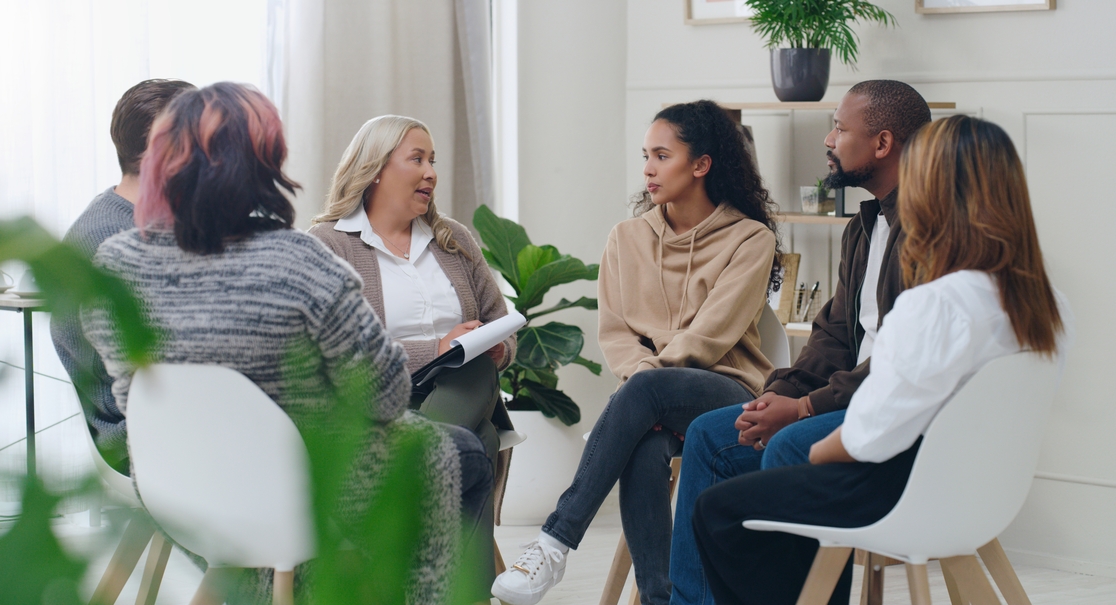 Diversity,,mental,health,and,group,therapy,counseling,support,meeting,,healthy